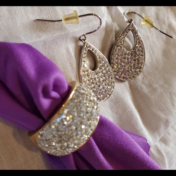 JMC Crystal Gold size 7 Ring / free earrings - Picture 2 of 12